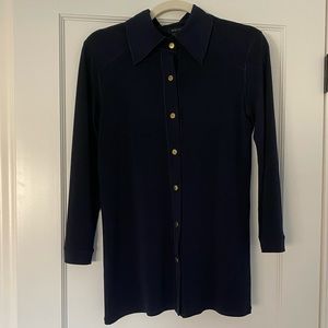 Eva Varro navy button down shirt